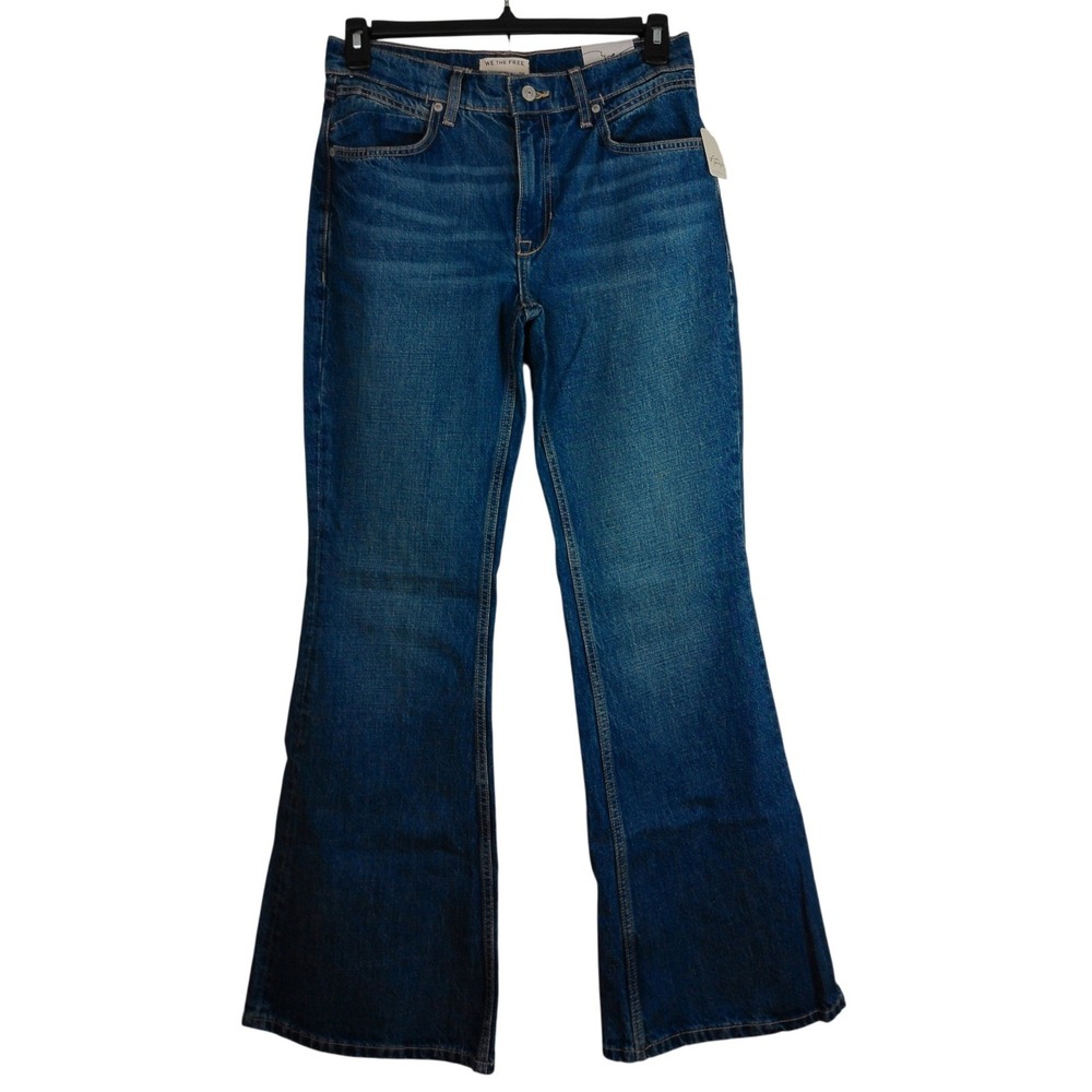 We The Free Free People Humble Flare Jeans Blue Denim High Rise 70s 28 NEW